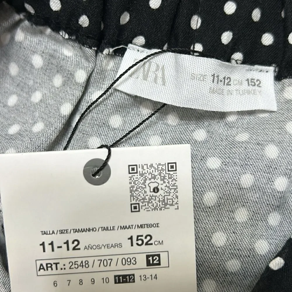Zara Girls Polka Dot Mini Black & White Skirt(Size 11-12yrs)